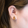 Black Bear Cherry Wood Stud Earrings - EL10205 - Robin Valley Official Store
