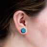 Blue Primrose Flower Cherry Wood Stud Earrings - PEO14072 - Robin Valley Official Store