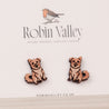 Border Collie Dog 1 Cherry Wood Stud Earrings - EL10061 - Robin Valley Official Store