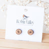 Button Cherry Wood Stud Earrings - ET15073 - Robin Valley Official Store