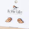 Cartoon Triceratops Cherry Wood Stud Earrings - EO14033 - Robin Valley Official Store