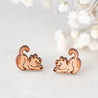 Cat (Stretching) Wood Earrings -EL10040 - Robin Valley Official Store