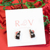 Christmas Black Rabbit in Red Santa Hat Wood Earrings - PEL10234 - Robin Valley Official Store