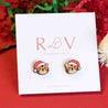 Christmas Tiger in Santa Hat Wood Earrings - PEL10235 - Robin Valley Official Store
