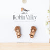 Cockatoo Parrot Bird Cherry Wood Stud Earrings - EB12012 - Robin Valley Official Store