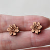 Cosmos Flower Cherry Wood Stud Earrings - EO14031 - Robin Valley Official Store
