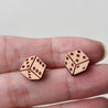 Dice Cherry Wood Stud Earrings - ET15155 - Robin Valley Official Store