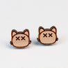 Doodle Fainted Cat Cherry Wood Stud Earrings -EL10092 - Robin Valley Official Store