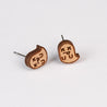 Doodle Ghost Cherry Wood Stud Earrings -ET15136 - Robin Valley Official Store