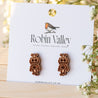 Doodle Robot Cherry Wood Stud Earrings - ET15084 - Robin Valley Official Store