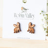 Fennec Fox Cherry Wood Stud Earrings - EL10080 - Robin Valley Official Store
