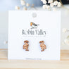 Flamingo Bird Cherry Wood Stud Earrings - EB12016 - Robin Valley Official Store