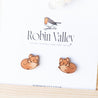 Fox (Sleeping) Wood Earrings -EL10012 - Robin Valley Official Store