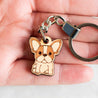 French Bulldog 2 Cherry Wood Keyring - KL20084 - Robin Valley Official Store