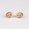 Funny Doodle Skull Cherry Wood Stud Earrings - ET15030 - Robin Valley Official Store