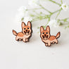 German Shepherd Dog Cherry Wood Stud Earrings -EL10060 - Robin Valley Official Store