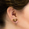 Goat Skull Cherry Wood Stud Earrings - EL10207 - Robin Valley Official Store