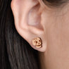 Gothic Crack Skull Cherry Wood Stud Earrings - ET15013 - Robin Valley Official Store