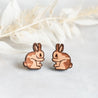 Grooming Rabbit Cherry Wood Stud Earrings - EL10219 - Robin Valley Official Store