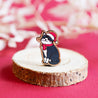 Hand-painted Black Cat with Red Scarf Christmas Cherry Wood Pin Badge - PL40262 - Robin Valley Official Store