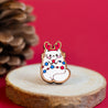 Hand-painted Cat with Christmas Lights Cherry Wood Pin Badge - PL40267 - Robin Valley Official Store