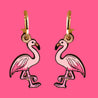 Hand-Painted Cherry Wood Flamingo Hoop Earrings - PEB12036 - Robin Valley Official Store