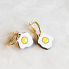 Hand-Painted Cherry Wood Fried Egg Hoop Earrings - PET15158 - Robin Valley Official Store
