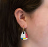 Hand-Painted Cherry Wood Piet Mondrain Art Hoop Earrings - PET15120 - Robin Valley Official Store