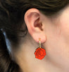 Hand-Painted Cherry Wood Rose Hoop Earrings - PEO14076 - Robin Valley Official Store