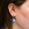 Hand-Painted Cherry Wood Swallow Hoop Earrings - PEB12043 - Robin Valley Official Store