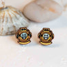 Hand-painted Classic Bonnet Diving Helmet Stud Earrings Wooden Jewellery - PET15190 - Robin Valley Official Store
