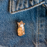 Hand-painted Cute Ginger Cat Cherry Wood Pin Badge -PL40175 - Robin Valley Official Store