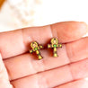 Hand-painted Egyptian Ankh Cherry Wood Stud Earrings - PET15168 - Robin Valley Official Store
