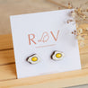 Hand-painted Fried Egg Cherry Wood Stud Earrings - PET15138 - Robin Valley Official Store