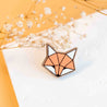 Hand-painted Geometric Origami Fox Wooden Pin Badge -PL10252 - Robin Valley Official Store