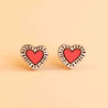 Hand-painted Love Heart Earrings Inspired by Keith Haring Eco-Jewellery