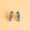 Hand-painted Macaw Parrot Bird Cherry Wood Stud Earrings - PEB12038 - Robin Valley Official Store