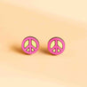 Hand-painted Peace Sign Stud Earrings Wooden Jewellery - PET15182 - Robin Valley Official Store