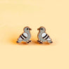 Hand-painted Pigeon Bird Cherry Wood Stud Earrings - PEB12047 - Robin Valley Official Store