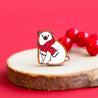Hand-painted Polar Bear with Red Scarf Christmas Cherry Wood Pin Badge - PL40265 - Robin Valley Official Store
