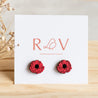 Hand-painted Poppy Flower Cherry Wood Stud Earrings - PEO14080 - Robin Valley Official Store