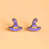 Hand-painted Purplel Witch's Hat Wooden Earrings Halloween Collection - Robin Valley Official Store