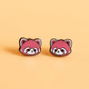 wooden earrings red panda stud earrings