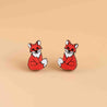 Hand-painted Sitting Red Fox Earrings - PEL10179 - Robin Valley Official Store
