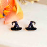 Hand-painted Skull Witch's Hat Wooden Earrings Halloween Collection - PET15194 - Robin Valley Official Store