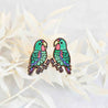 Hand-painted Swift Parrot Bird Cherry Wood Stud Earrings - PEB12041 - Robin Valley Official Store