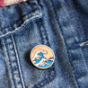 Hand-painted The Great Wave Off Wooden Pin Badge Inspired by Kanagawa - PT45124 - Robin Valley Official Store