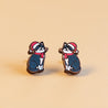 Hand-panted Black Cat with Santa Hat Wooden Earrings - PEL10262 - Robin Valley Official Store