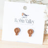 Hot Air Balloon Cherry Wood Stud Earrings - ET15040 - Robin Valley Official Store