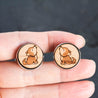 Howling Baby Wolf Cherry Wood Cufflinks -CL30008 - Robin Valley Official Store